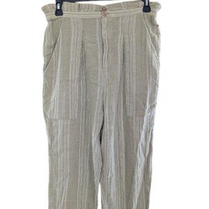 Free People Womens Cropped High Rise Linen Pants Sage Green Size Large